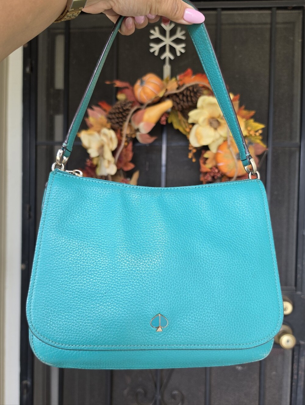 Kate Spade Teal Green Leather Shoulder Bag